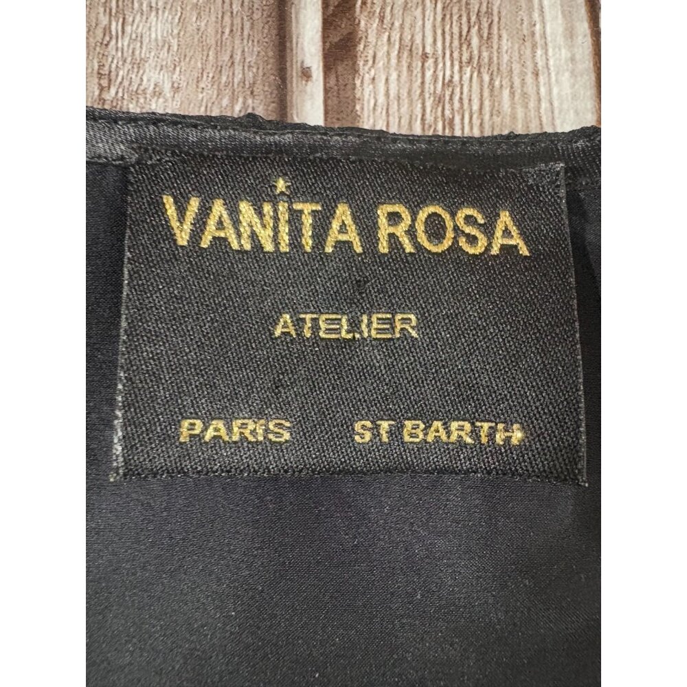 Vanita Rosa Atelier Paris St Barth 100% satin silk top blouse black made France - Picture 2 of 7